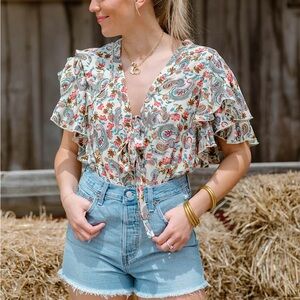 NEW Free People Call Me Later Printed Bodysuit In